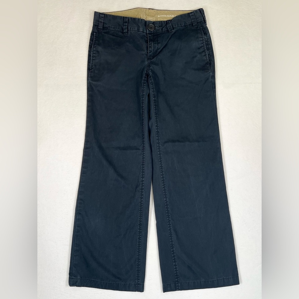 Banana Republic Navy Cropped Wide-Leg Pants